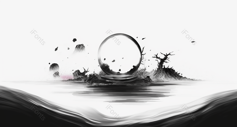 聚焦水中镜中国风意境水墨画背景,插画/手绘图,插画/手绘图库,插画/手绘图下载,插画/手绘